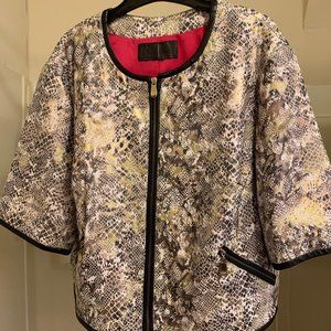 STRIKING by Christian Siriano Snake-Print Crop Jacket with Faux Leather Accents